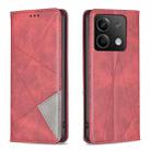 For Xiaomi Redmi Note 13 Rhombus Texture Magnetic Leather Phone Case(Red) - 1