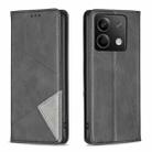 For Xiaomi Redmi Note 13 Rhombus Texture Magnetic Leather Phone Case(Black) - 1