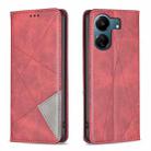 For Xiaomi Redmi 13C Rhombus Texture Magnetic Leather Phone Case(Red) - 1