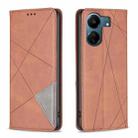 For Xiaomi Redmi 13C Rhombus Texture Magnetic Leather Phone Case(Brown) - 1