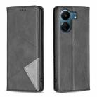 For Xiaomi Redmi 13C Rhombus Texture Magnetic Leather Phone Case(Black) - 1