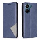 For Xiaomi Redmi 13C Rhombus Texture Magnetic Leather Phone Case(Blue) - 1