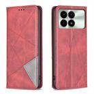 For Xiaomi Redmi K70E Rhombus Texture Magnetic Leather Phone Case(Red) - 1