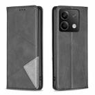 For Xiaomi Redmi Note 13 4G Global Rhombus Texture Magnetic Leather Phone Case(Black) - 1