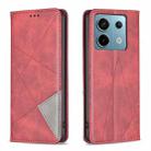 For Xiaomi Redmi Note 13 Pro 4G Global Rhombus Texture Magnetic Leather Phone Case(Red) - 1