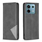 For Xiaomi Redmi Note 13 Pro 4G Global Rhombus Texture Magnetic Leather Phone Case(Black) - 1