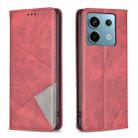 For Xiaomi Poco M6 Pro 4G Rhombus Texture Magnetic Leather Phone Case(Red) - 1