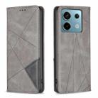 For Xiaomi Poco M6 Pro 4G Rhombus Texture Magnetic Leather Phone Case(Grey) - 1