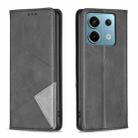 For Xiaomi Poco M6 Pro 4G Rhombus Texture Magnetic Leather Phone Case(Black) - 1
