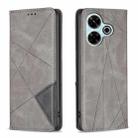 For Xiaomi Poco M6 4G / Redmi 13 4G Rhombus Texture Magnetic Leather Phone Case(Grey) - 1
