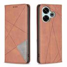 For Xiaomi Poco M6 4G / Redmi 13 4G Rhombus Texture Magnetic Leather Phone Case(Brown) - 1