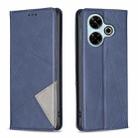 For Xiaomi Poco M6 4G / Redmi 13 4G Rhombus Texture Magnetic Leather Phone Case(Blue) - 1