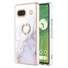 For Google Pixel 7a Electroplating Marble IMD TPU Phone Case with Ring Holder(White 006) - 1