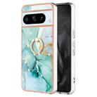 For Google Pixel 8 Pro Electroplating Marble IMD TPU Phone Case with Ring Holder(Green 003) - 1