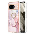 For Google Pixel 8 Electroplating Marble IMD TPU Phone Case with Ring Holder(Rose Gold 005) - 1