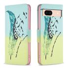 For Google Pixel 8A Colored Drawing Pattern Leather Phone Case(Feather) - 1