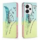 For Xiaomi Redmi Note 13 Pro+ Colored Drawing Pattern Leather Phone Case(Feather) - 1