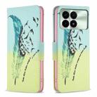 For Xiaomi Redmi K70E Colored Drawing Pattern Leather Phone Case(Feather) - 1