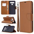 For LG K61 Litchi Texture Pure Color Horizontal Flip Leather Case with Holder & Card Slots & Wallet & Lanyard(Brown) - 1