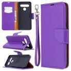 For LG K61 Litchi Texture Pure Color Horizontal Flip Leather Case with Holder & Card Slots & Wallet & Lanyard(Purple) - 1