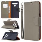 For LG K61 Litchi Texture Pure Color Horizontal Flip Leather Case with Holder & Card Slots & Wallet & Lanyard(Grey) - 1