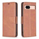 For Google Pixel 8a Lambskin Texture Pure Color Flip Leather Phone Case(Brown) - 1