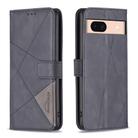 For Google Pixel 8a Magnetic Buckle Rhombus Texture Leather Phone Case(Black) - 1