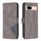 For Google Pixel 8a Magnetic Buckle Rhombus Texture Leather Phone Case(Grey) - 1