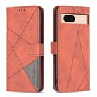 For Google Pixel 8a Magnetic Buckle Rhombus Texture Leather Phone Case(Brown) - 1