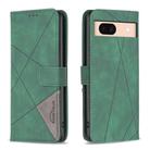 For Google Pixel 8a Magnetic Buckle Rhombus Texture Leather Phone Case(Green) - 1