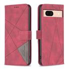 For Google Pixel 8a Magnetic Buckle Rhombus Texture Leather Phone Case(Red) - 1