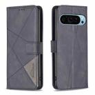 For Google Pixel 9 Magnetic Buckle Rhombus Texture Leather Phone Case(Black) - 1