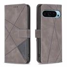 For Google Pixel 9 Magnetic Buckle Rhombus Texture Leather Phone Case(Grey) - 1