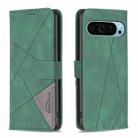 For Google Pixel 9 Magnetic Buckle Rhombus Texture Leather Phone Case(Green) - 1