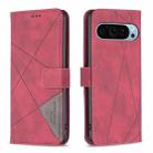 For Google Pixel 9 Magnetic Buckle Rhombus Texture Leather Phone Case(Red) - 1