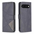 For Google Pixel 9A Magnetic Buckle Rhombus Texture Leather Phone Case(Black) - 1