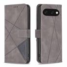 For Google Pixel 9A Magnetic Buckle Rhombus Texture Leather Phone Case(Grey) - 1