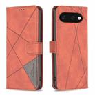 For Google Pixel 9A Magnetic Buckle Rhombus Texture Leather Phone Case(Brown) - 1