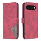 For Google Pixel 9A Magnetic Buckle Rhombus Texture Leather Phone Case(Red) - 1