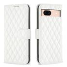 For Google Pixel 8a Diamond Lattice Wallet Leather Flip Phone Case(White) - 1