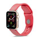 For Apple Watch Series 8&7 41mm / SE 2&6&SE&5&4 40mm / 3&2&1 38mm Single Buckle TPU+ Genuine Leather Watch Band(Rose Red) - 6