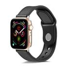 For Apple Watch Series 7 45mm / 6 & SE & 5 & 4 44mm / 3 & 2 & 1 42mm Single Buckle TPU+ Genuine Leather Watch Band(Black) - 1