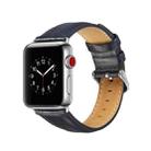 For Apple Watch Series 7 41mm / 6 & SE & 5 & 4 40mm / 3 & 2 & 1 38mm Crazy Horse Texture Top-grain Leather Watch Band(Dark Blue) - 1