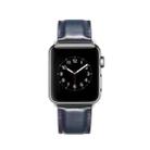 For Apple Watch Series 7 45mm / 6 & SE & 5 & 4 44mm / 3 & 2 & 1 42mm Crazy Horse Texture Top-grain Leather Watch Band(Dark Blue) - 4