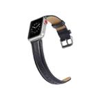 For Apple Watch Series 7 45mm / 6 & SE & 5 & 4 44mm / 3 & 2 & 1 42mm Crazy Horse Texture Top-grain Leather Watch Band(Dark Blue) - 5