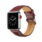 For Apple Watch Series 7 45mm / 6 & SE & 5 & 4 44mm / 3 & 2 & 1 42mm Crazy Horse Texture Top-grain Leather Watch Band(Wine Red) - 1