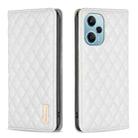 For Xiaomi Poco F5 5G / Redmi Note 12 Turbo Diamond Lattice Magnetic Leather Flip Phone Case(White) - 1
