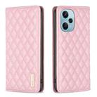 For Xiaomi Poco F5 5G / Redmi Note 12 Turbo Diamond Lattice Magnetic Leather Flip Phone Case(Pink) - 1