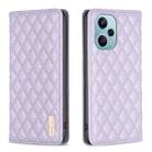 For Xiaomi Poco F5 5G / Redmi Note 12 Turbo Diamond Lattice Magnetic Leather Flip Phone Case(Purple) - 1