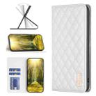 For Xiaomi Redmi 12 4G Diamond Lattice Magnetic Leather Flip Phone Case(White) - 1
